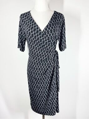 Motherhood Maternity Rope Chain Print Wrap Dress Size M Work Career Office